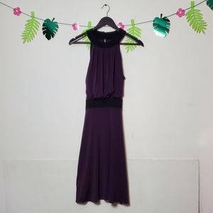 London Times Dark Purple Halter Dress